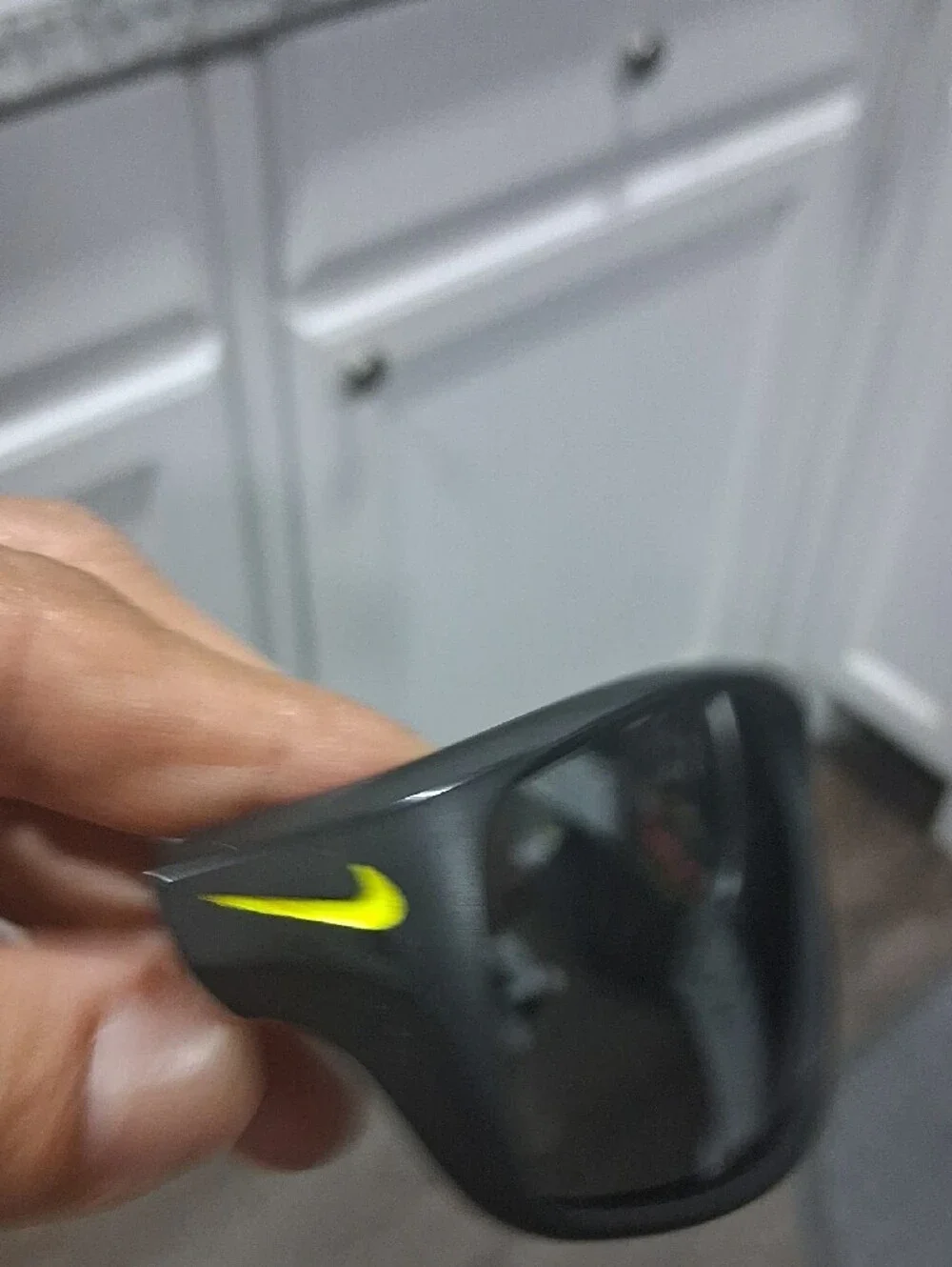 Nike Matte Black Sport Sunglasses with Neon Yellow Swoosh